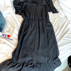 Black cold shoulder ruffle dress